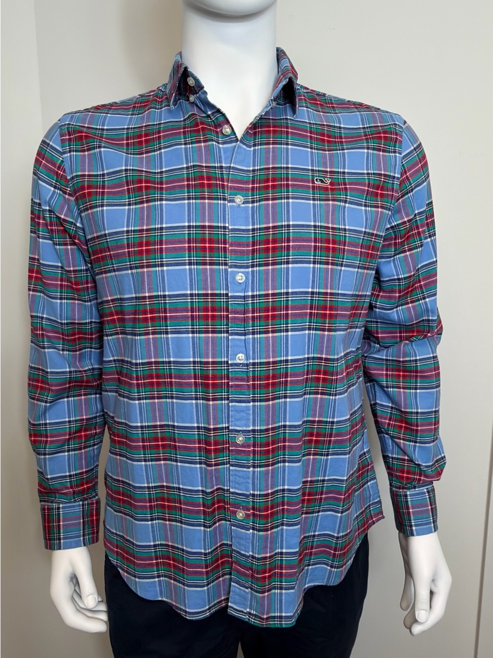 Vineyard Vines Mens XL Slim Fit Plaid Flannel Whale Button-Down Shirt